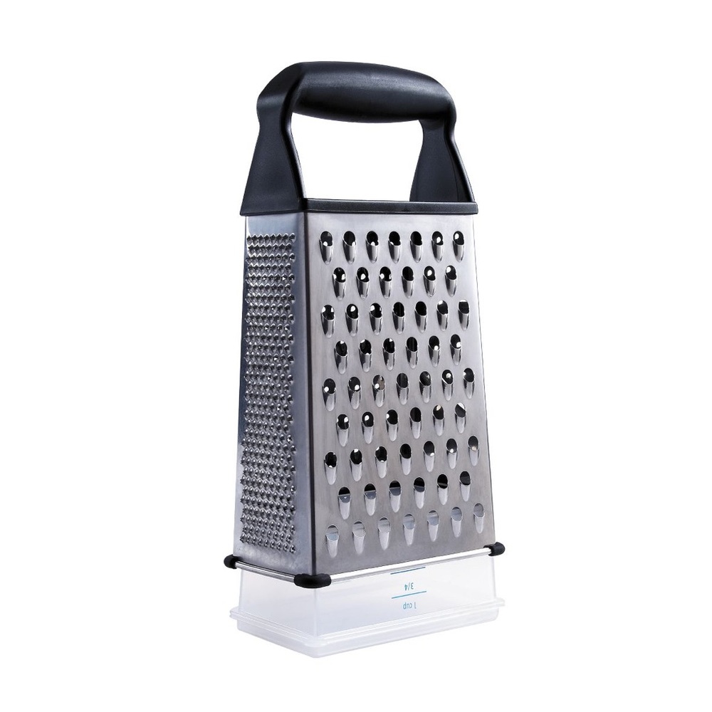 Stainless Steel Box Grater with Black Handle